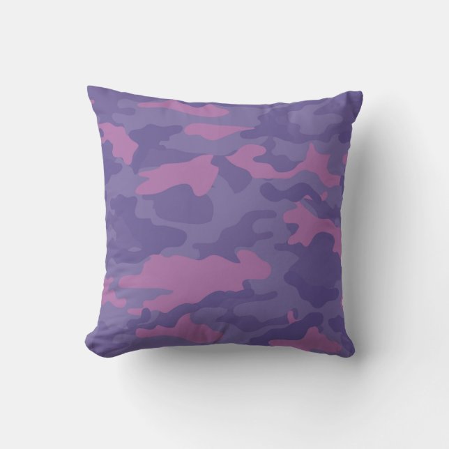 Faded Purple Camo Throw Pillow (Front)