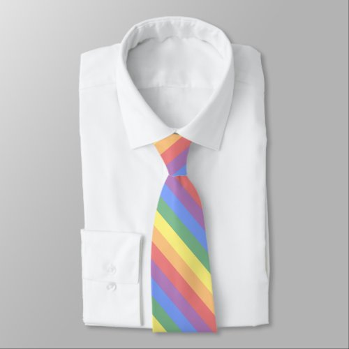 Faded Rainbow Flag Diagonal Stripe LGBT Pride Tie