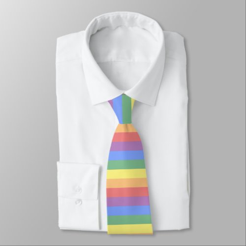 Faded Rainbow Flag Horizontal Stripe LGBT Pride Neck Tie