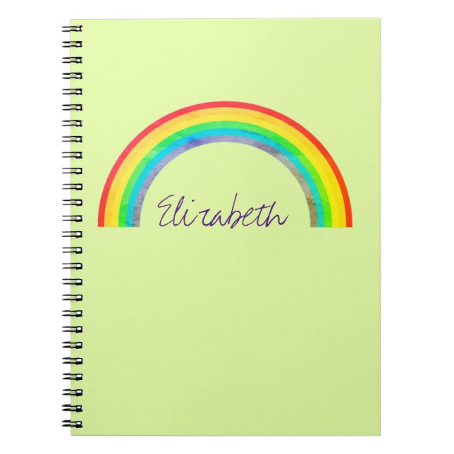 Faded Rainbow Personalized Green Notebook (Front)