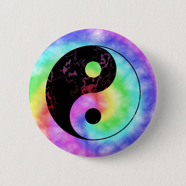 Faded Rainbow Yin Yang Button (Front)