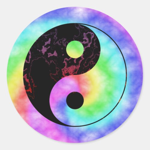 Faded Rainbow Yin Yang Classic Round Sticker