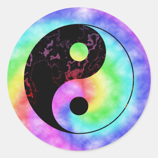 Faded Rainbow Yin Yang Classic Round Sticker (Front)