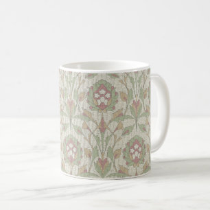 Faded Red and Green Persian Floral Coffee Mug