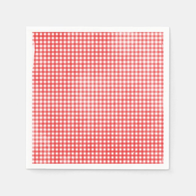 faded red and white gingham pattern napkins (Front)