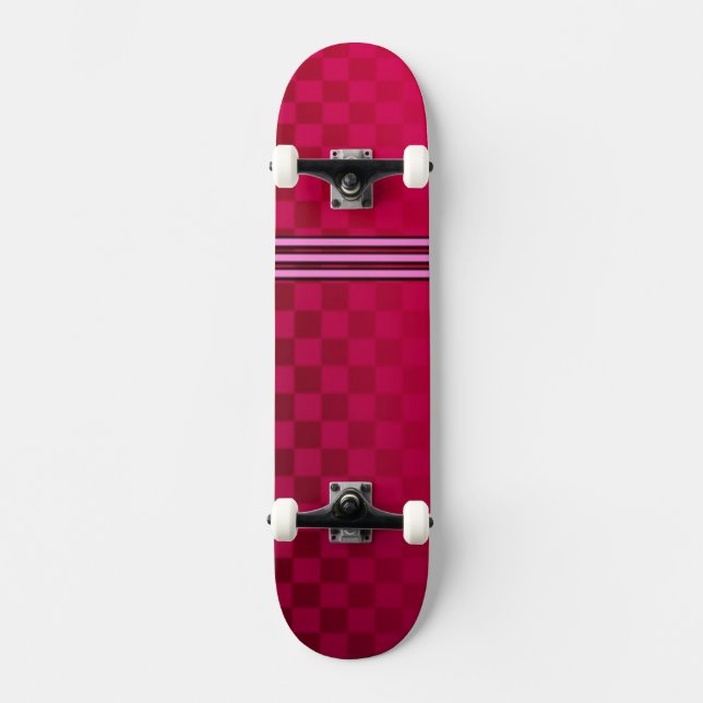 Faded Red Checkered Skateboard Deck (Front)