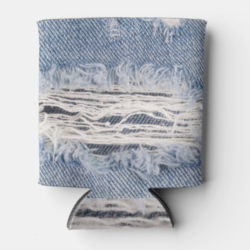 Faded Ripped Jeans Texture Can Cooler
