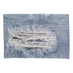 Faded Ripped Jeans Texture Pillow Case