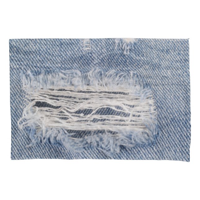 Faded Ripped Jeans Texture Pillow Case (Front)