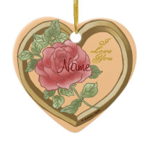 Faded Rose Bevel Heart  ornament