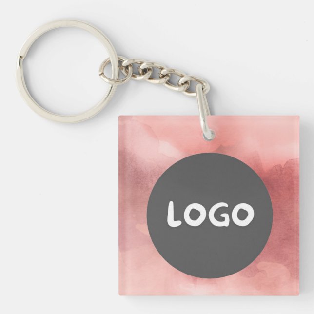 Faded Rose Business Logo & QR Double-Sided Keychain (Front)