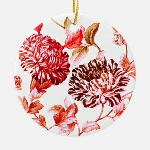 Faded Rose Garden Botanical Floral Ceramic Ornament