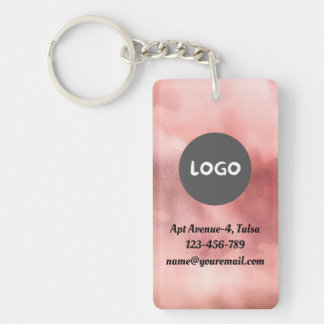 Faded Rose QR Code & Business Logo Double-Sided Keychain