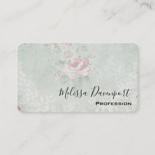 Faded Roses Gray Vintage Design Business Card