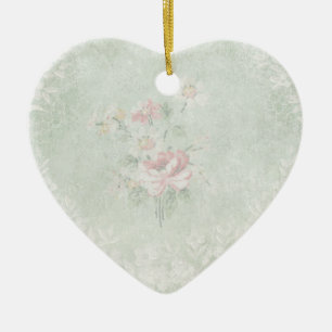 Faded Roses Shabby Vintage Design Ceramic Ornament