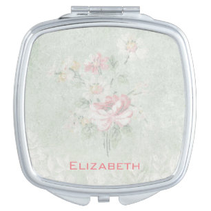 Faded Roses Shabby Vintage Design Personalize Mirror For Makeup