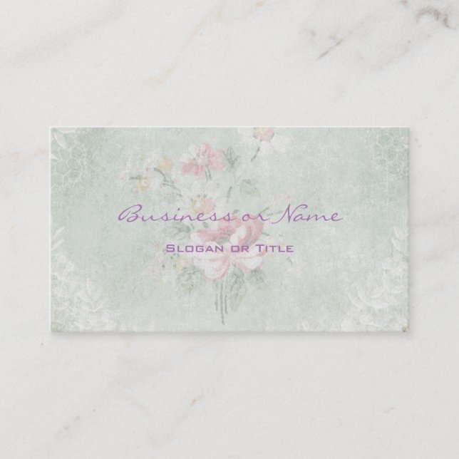 Faded Roses Vintage Design Business Card (Front)