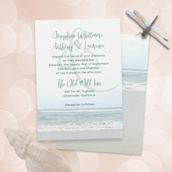 Faded Sea Coastal Wedding Felt Paper Invitation by sandpiperWedding at Zazzle