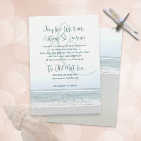 Faded Sea Coastal Wedding Felt Paper Invitation