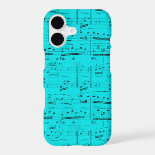 Faded Sheet Music On Turquoise iPhone 17 Case