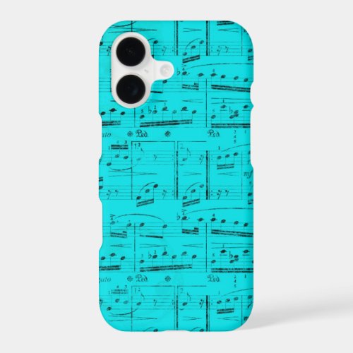 Faded Sheet Music On Turquoise iPhone 17 Case