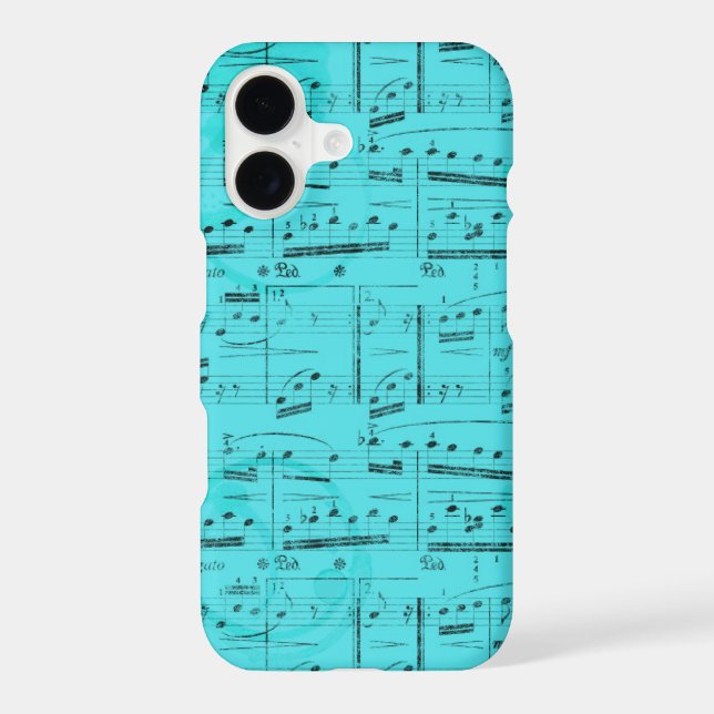 Faded Sheet Music On Turquoise Case-Mate iPhone Case (Back)
