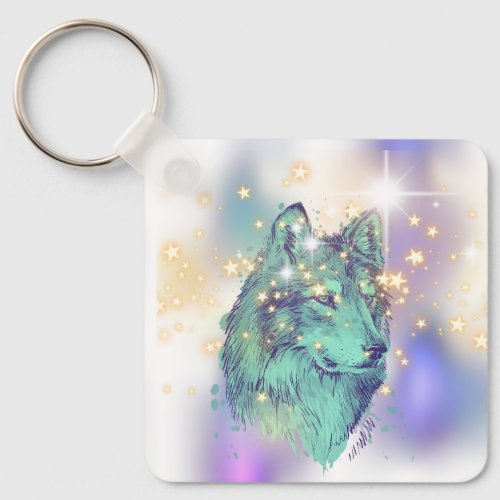 Faded Sparkle Wolf Keychain