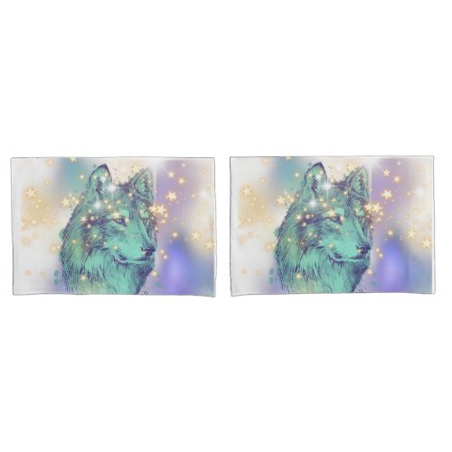 Faded Sparkle Wolf Pillow Case