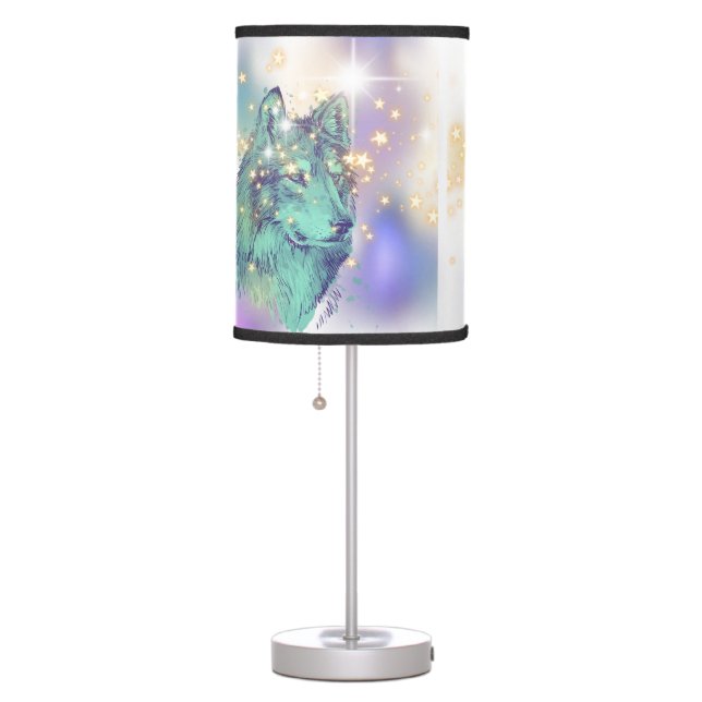 Faded Sparkle Wolf Table Lamp (Right)