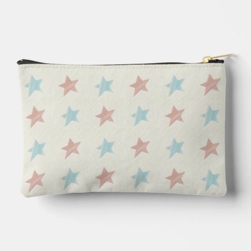 Faded Star Pattern Red Blue Accessory Pouch