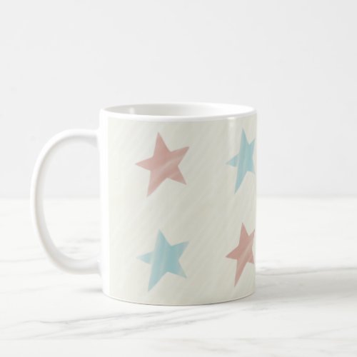 Faded Star Pattern Red Blue Coffee Mug