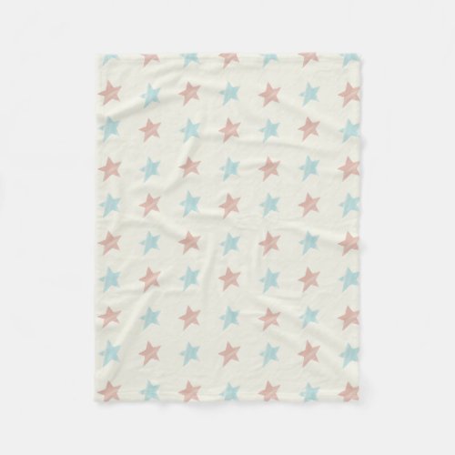 Faded Star Pattern Red Blue Fleece Blanket