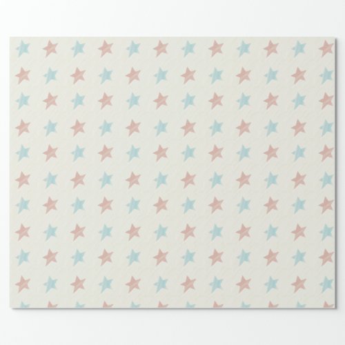 Faded Star Pattern Red Blue Wrapping Paper