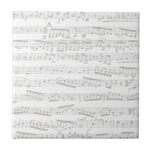 Faded Subtle Black and white musical notes Ceramic Tile