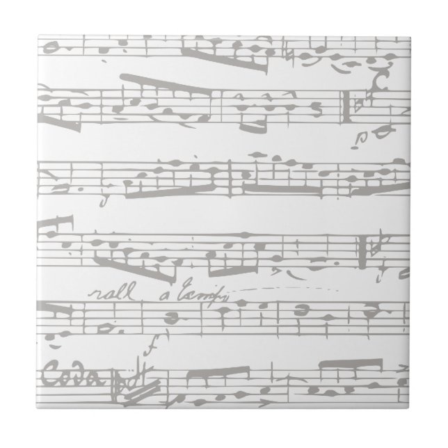 Faded Subtle Black and white musical notes Ceramic Tile (Front)