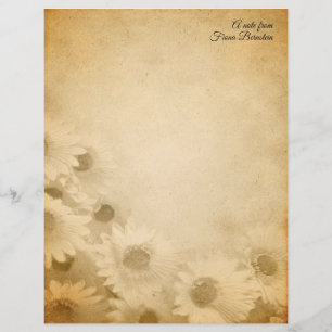 Faded Sunflower Rustic Personalized Stationery