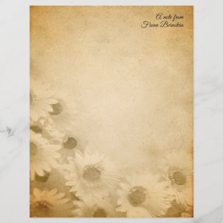 Faded Sunflower Rustic Personalized Stationery