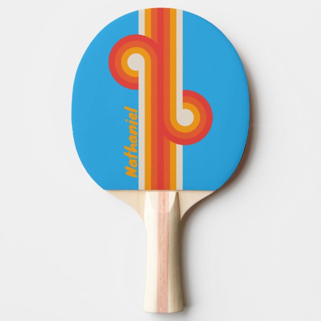 Faded Surf Blue Stripe Loop with Name Ping Pong Paddle (Front)