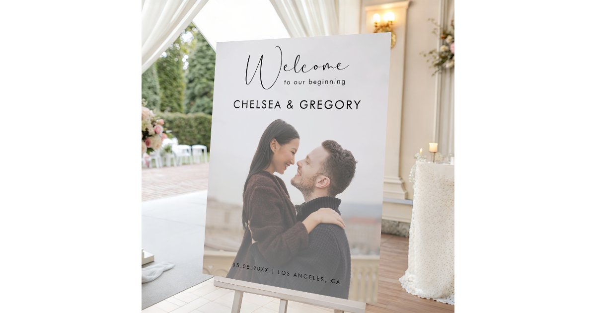Translucent Welcomesign Faded Transparent Photo Wedding Welcome Sign | Zazzle