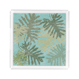 Faded Tropical Leaves Acrylic Tray