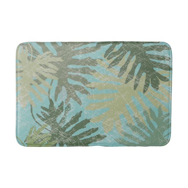 Faded Tropical Leaves Bath Mat (Front)