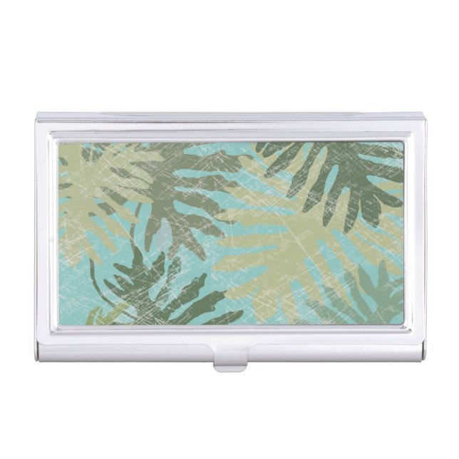 Faded Tropical Leaves Business Card Case (Front)