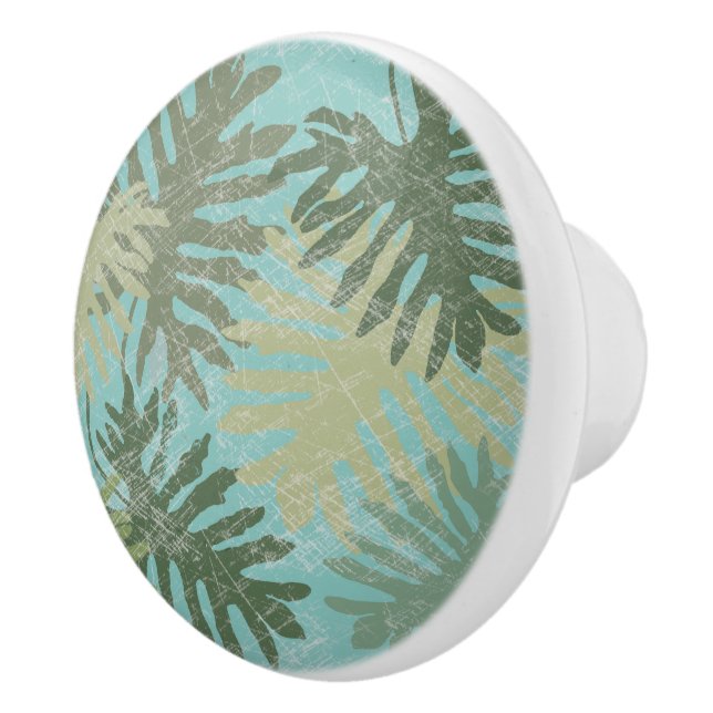 Faded Tropical Leaves Ceramic Knob (Right)