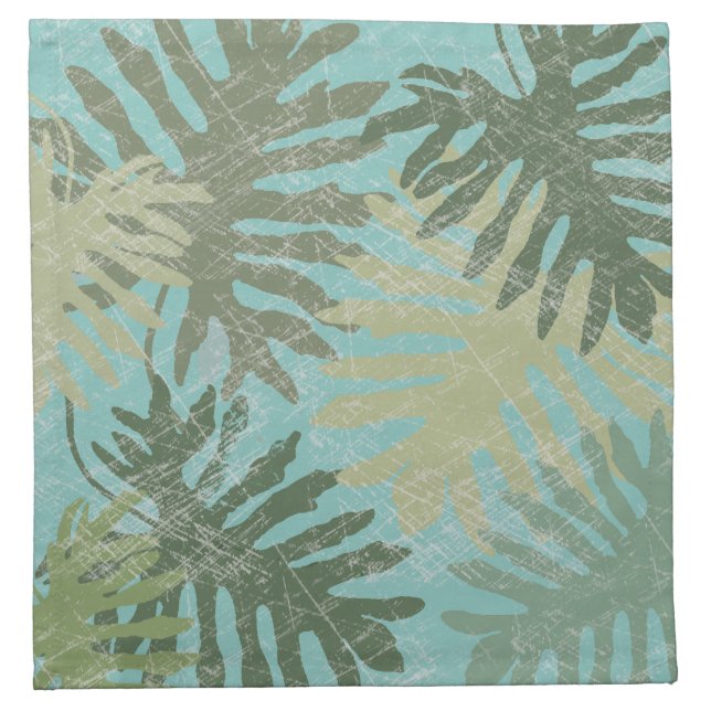 Faded Tropical Leaves Cloth Napkin (Front)