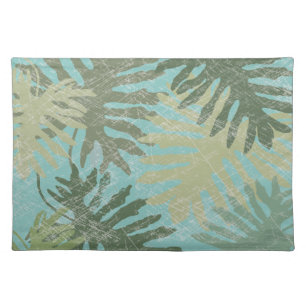 Faded Tropical Leaves Cloth Placemat
