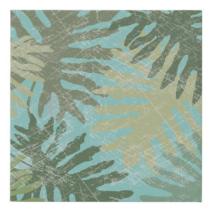 Faded Tropical Leaves Faux Canvas Print