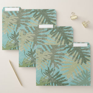 Faded Tropical Leaves File Folder