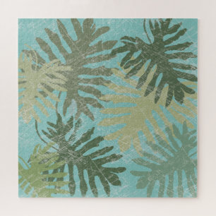 Faded Tropical Leaves Jigsaw Puzzle