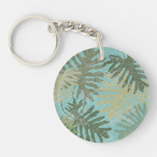 Faded Tropical Leaves Keychain
