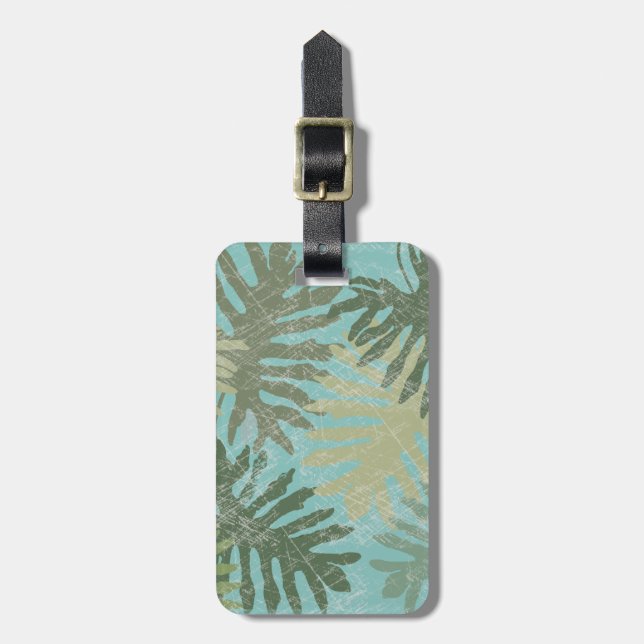 Faded Tropical Leaves Luggage Tag (Front Vertical)